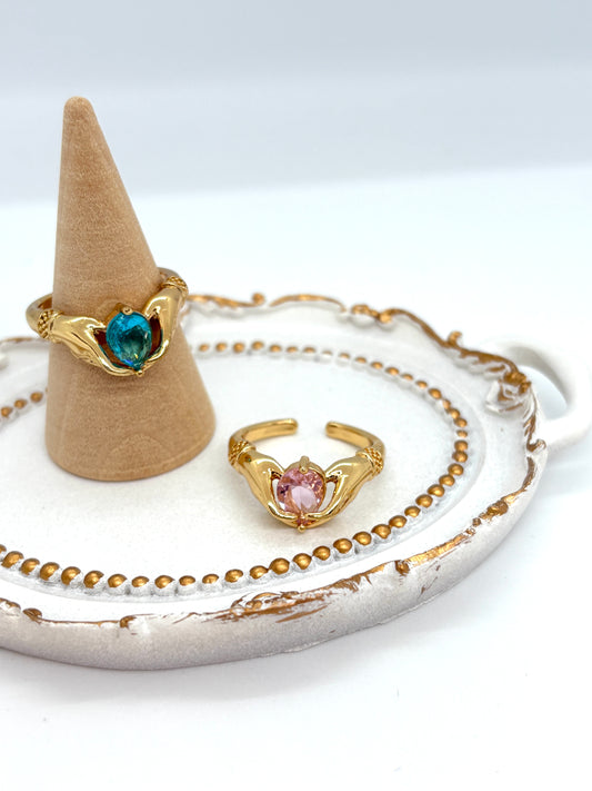 Heart in Hand Ring-blue