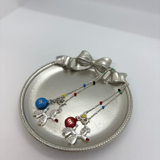 Happy Pup Charm Necklace-blue