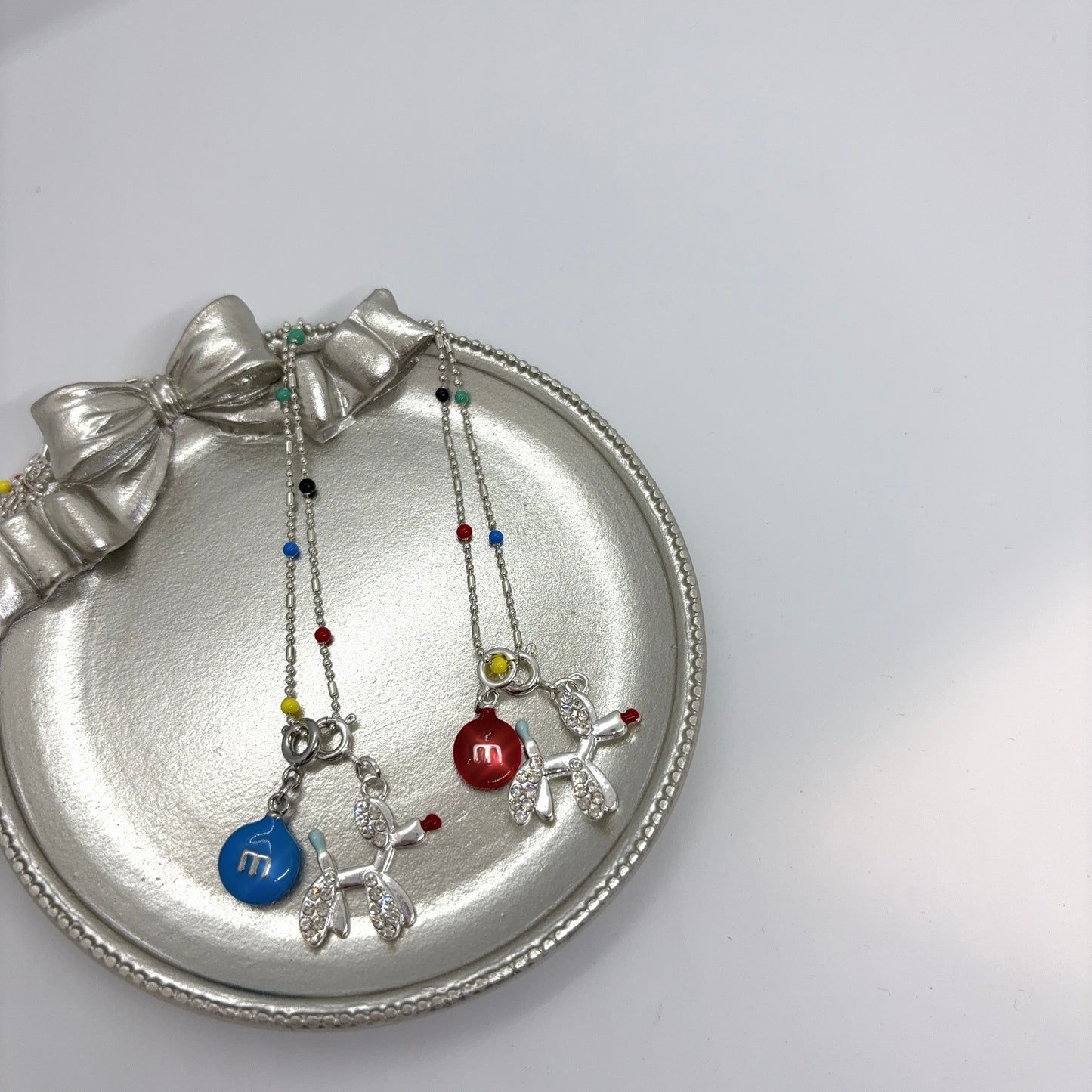 Happy Pup Charm Necklace-red