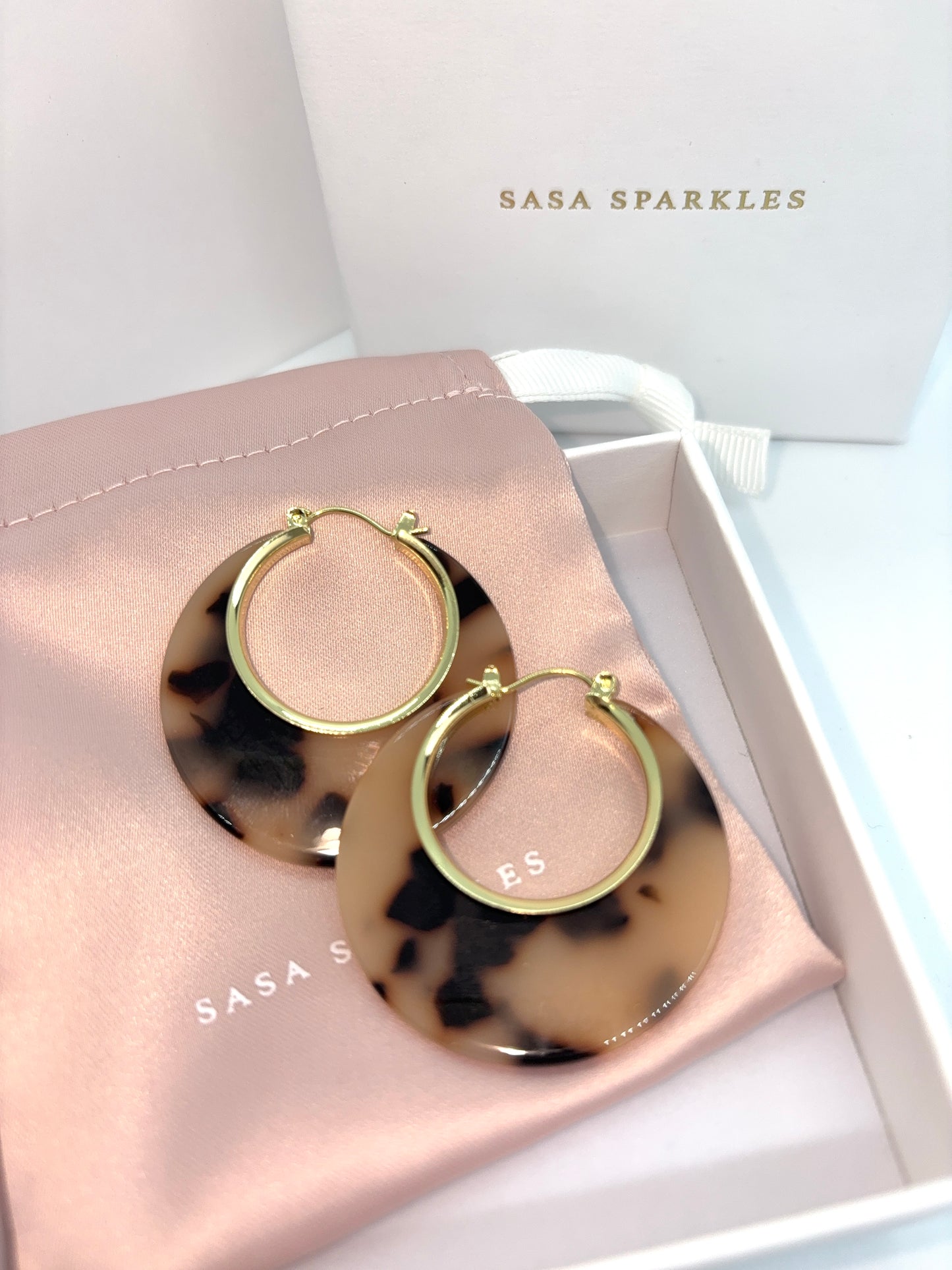 leopard hoop Earrings 琥珀豹紋圈型耳環