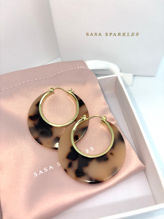leopard hoop Earrings 琥珀豹紋圈型耳環