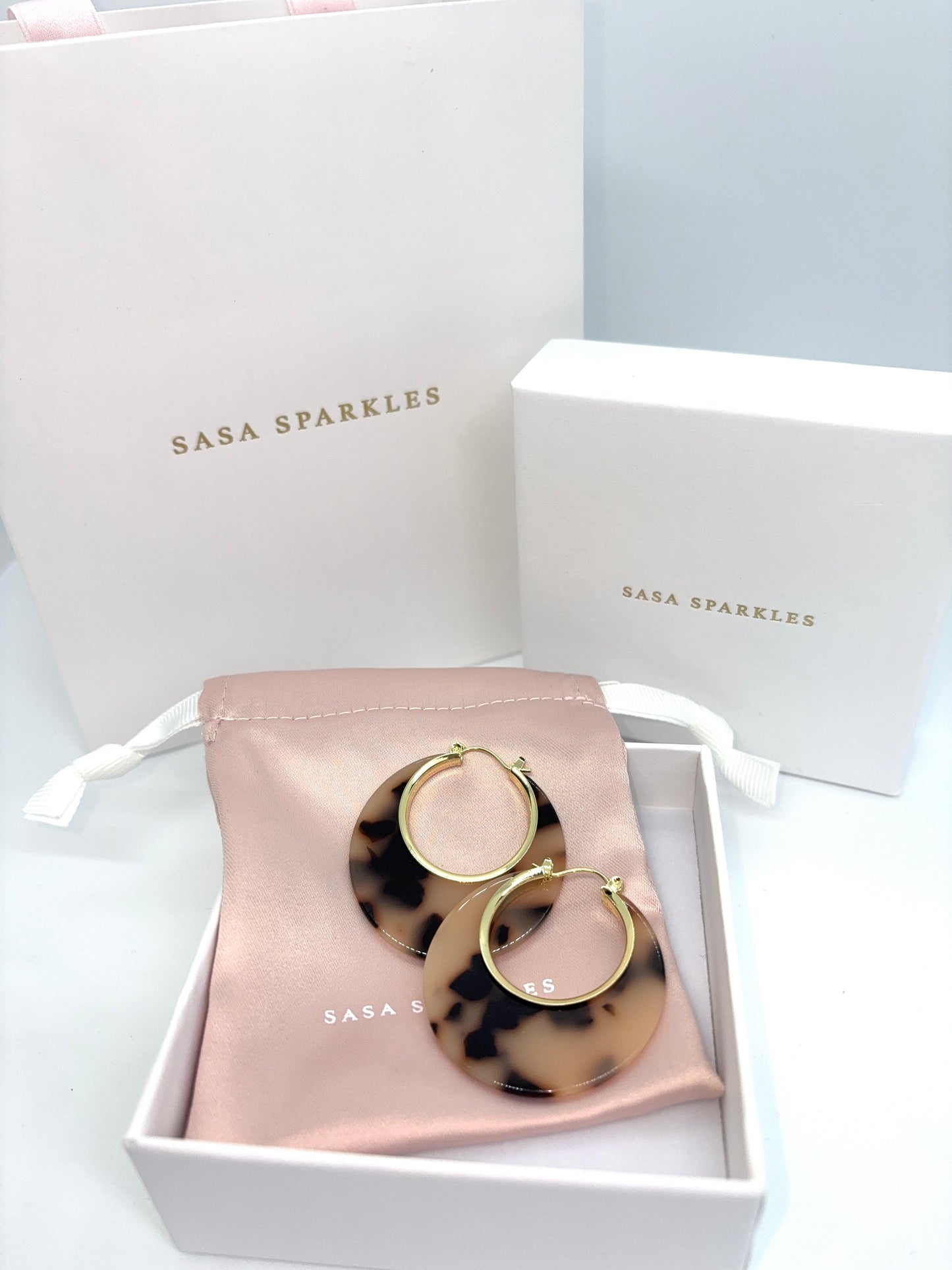 leopard hoop Earrings 琥珀豹紋圈型耳環