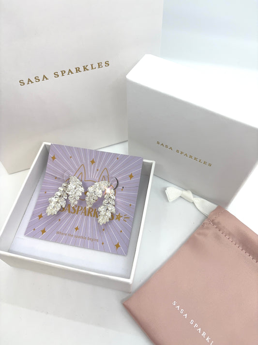 Starry Leaf Earrings - Small 閃爍葉子耳環(小)