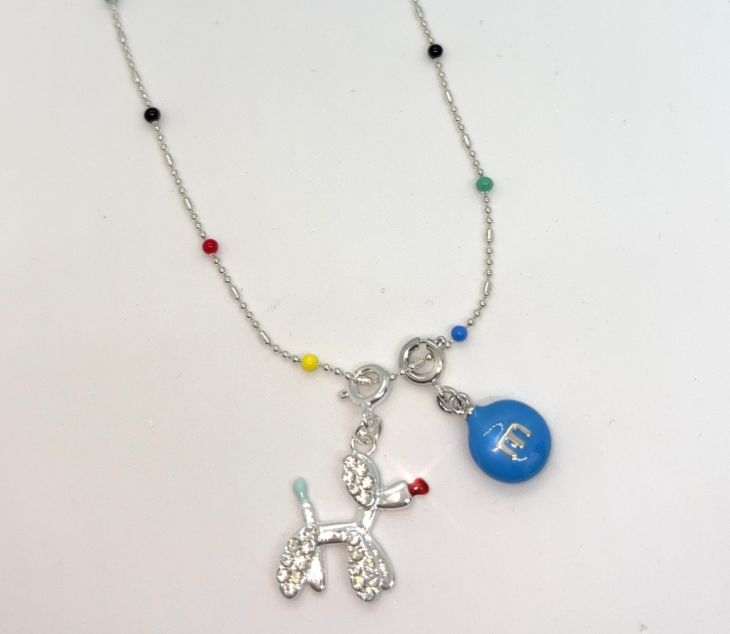 Happy Pup Charm Necklace-blue